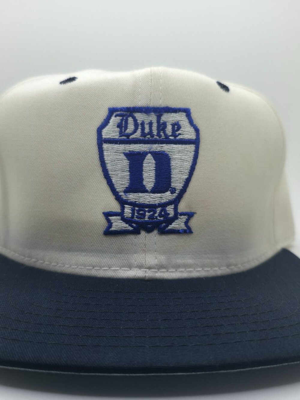 Duke Blue Devils 1924 Snapback Hat White Navy Blue Vintage Deadstock
